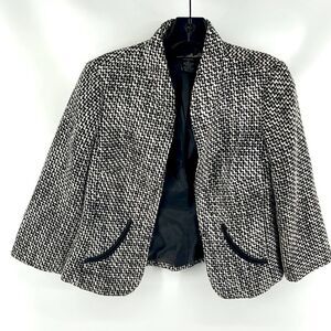 Willi Smith tweed wool blazer small EUC black white coat waist jacket open front
